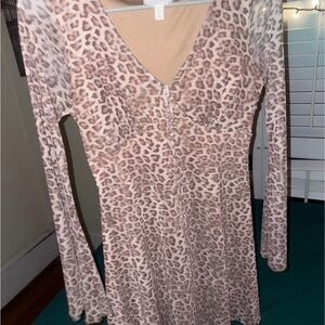 Leopard Print Long Sleeve Dress